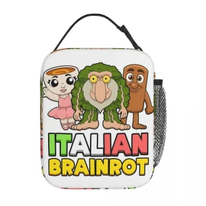 Italian Brainrot Insulated Lunch Bags Portable Meal Container Cooler Bag Tote Lunch Box Beach Outdoor Men Women
