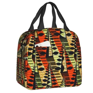 Custom Ethnic Tribal Ankara African Print Thermal Insulated Lunch Bag Women Resuable Lunch Container Storage Food Bento Box