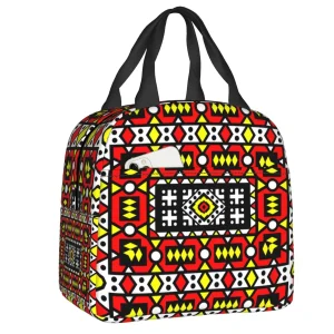 Custom African Ankara Lunch Bag Leakproof Cooler Thermal Insulated Lunch Box For Women Kids School Children Food Tote Bags